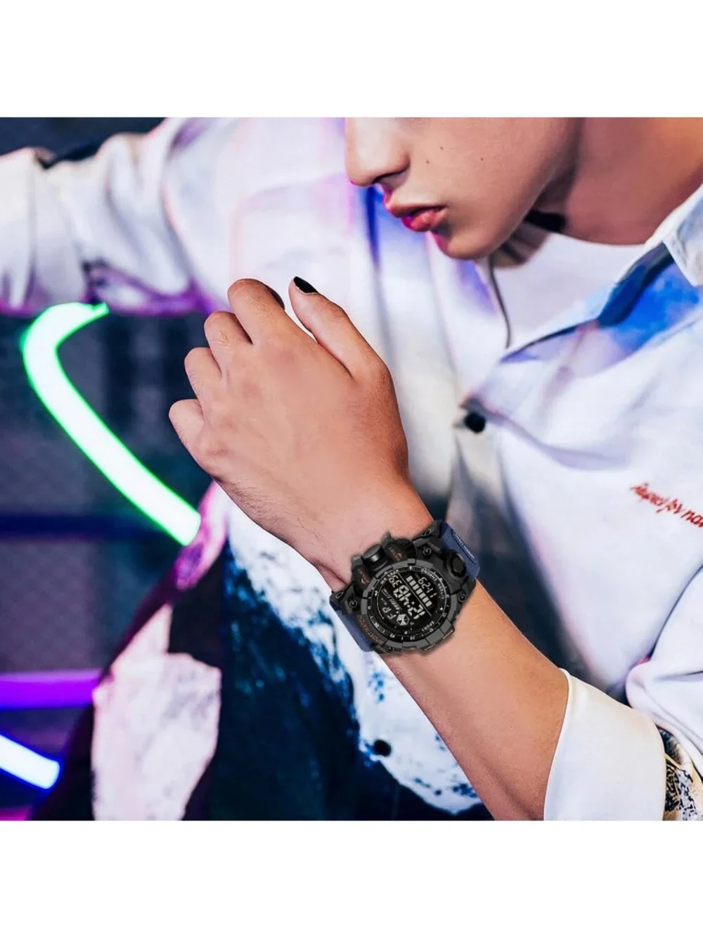 Men's Blue Analog Quartz Electronic Military Multifunction LED Digital Watch